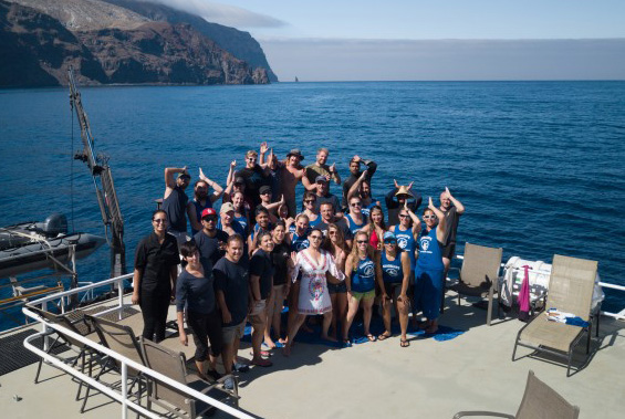 everyone aboard on deck posing