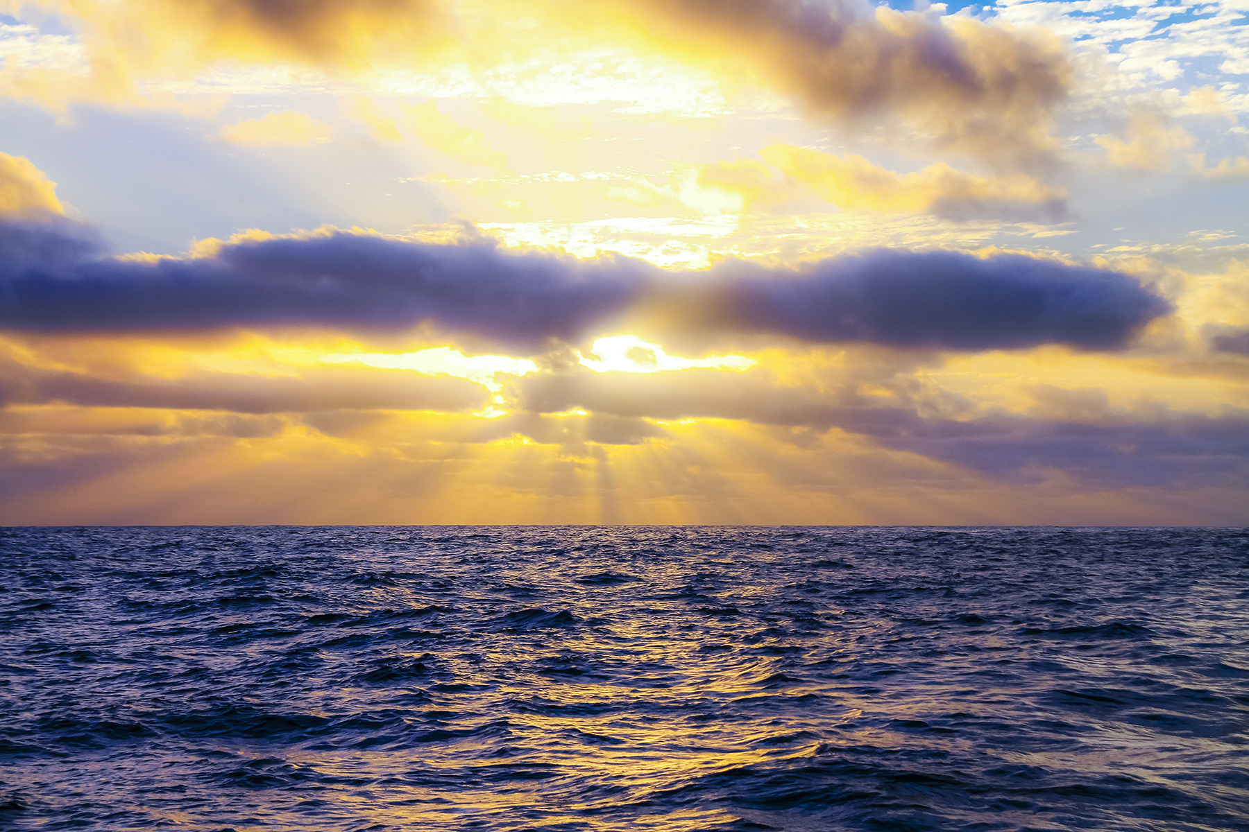 Sunset in an open ocean crossing